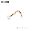 IMPLANT GRADE SOLID TITANIUM NOSE SCREW (FISH HOOK) WITH PRONG SET CZ